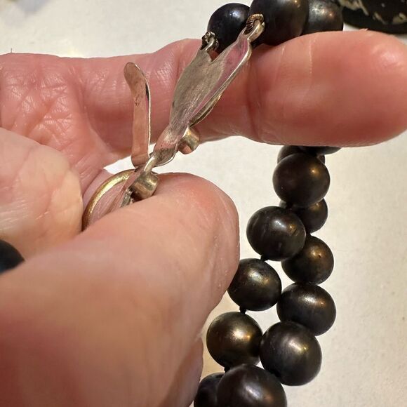 Vintage Venetian Peacock Pearls Bracelet VTG 925 Silver Clasp w/ 4 Genuine Topaz - Picture 7 of 10